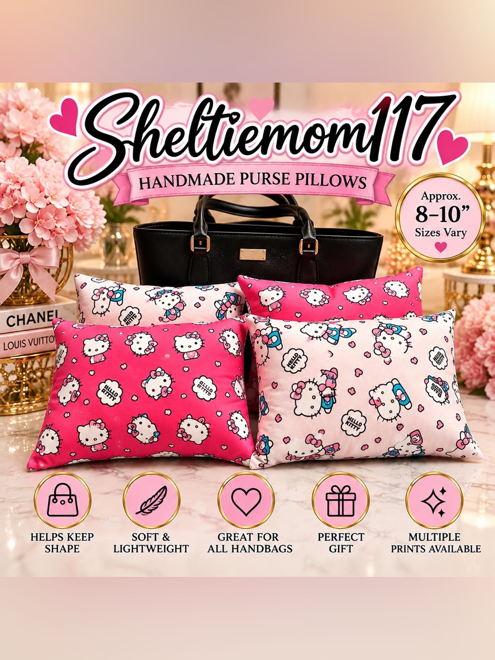 Handmade Hello Kitty Purse Pillows - set of 4